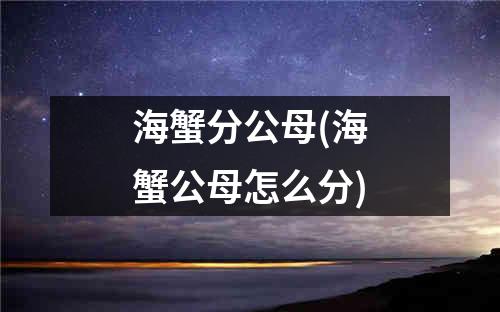 海蟹分公母(海蟹公母怎么分)