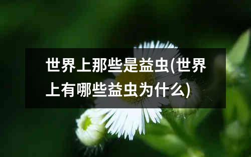 世界上那些是益虫(世界上有哪些益虫为什么)