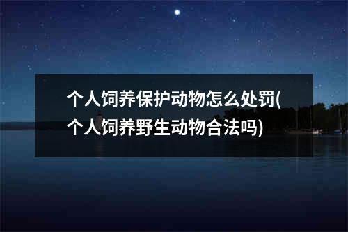 个人饲养保护动物怎么处罚(个人饲养野生动物合法吗)