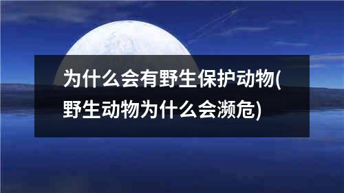 为什么会有野生保护动物(野生动物为什么会濒危)