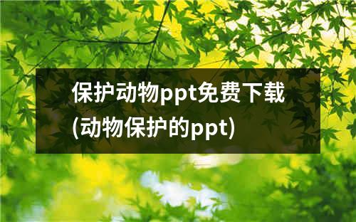 保护动物ppt免费下载(动物保护的ppt)