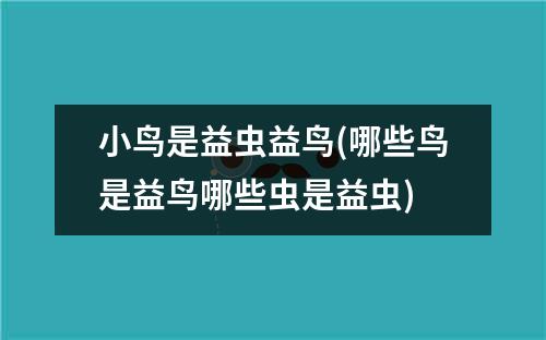 小鸟是益虫益鸟(哪些鸟是益鸟哪些虫是益虫)