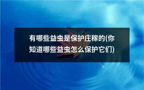 有哪些益虫是保护庄稼的(你知道哪些益虫怎么保护它们)