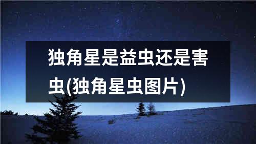 独角星是益虫还是害虫(独角星虫图片)