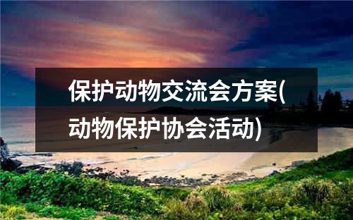 保护动物交流会方案(动物保护协会活动)