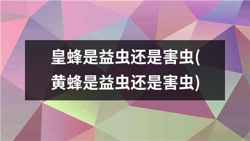 皇蜂是益虫还是害虫(黄蜂是益虫还是害虫)