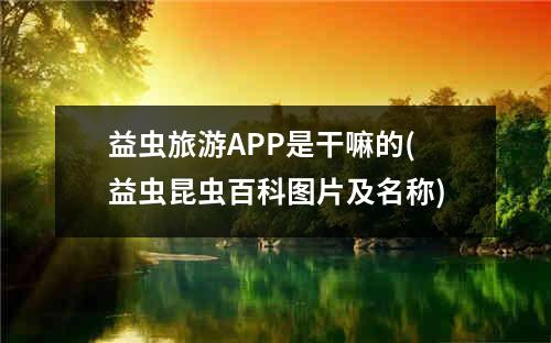 益虫旅游APP是干嘛的(益虫昆虫百科图片及名称)