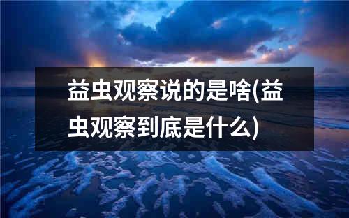 益虫观察说的是啥(益虫观察到底是什么)