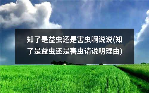 知了是益虫还是害虫啊说说(知了是益虫还是害虫请说明理由)