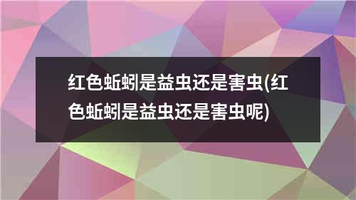 红色蚯蚓是益虫还是害虫(红色蚯蚓是益虫还是害虫呢)