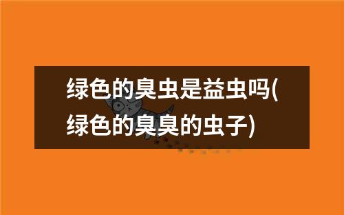 绿色的臭虫是益虫吗(绿色的臭臭的虫子)