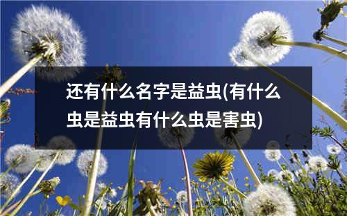 还有什么名字是益虫(有什么虫是益虫有什么虫是害虫)